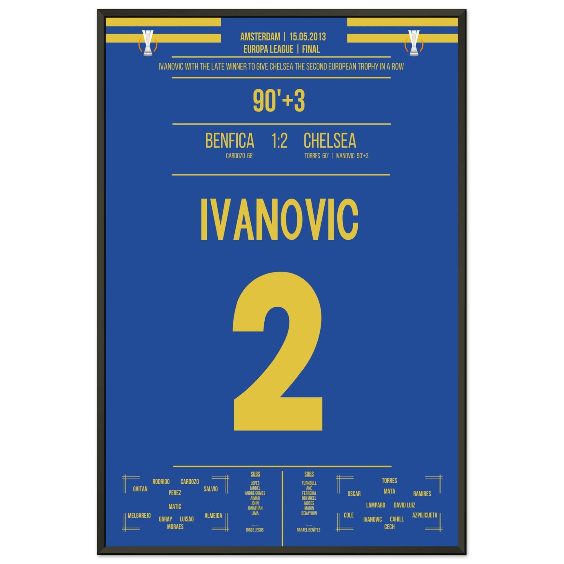 Ivanovic's Siegtreffer im Europa League Finale 2013 60x90-cm-24x36-Schwarzer-Aluminiumrahmen