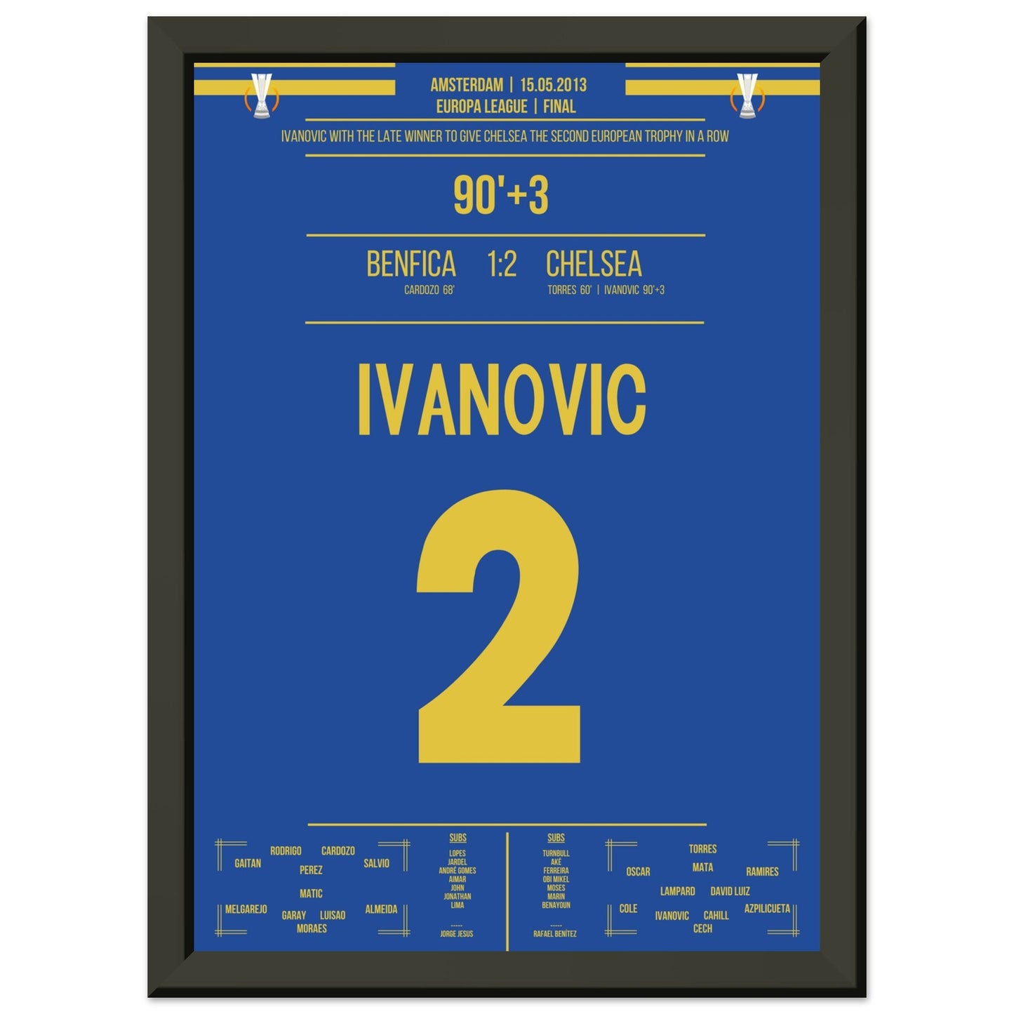 Ivanovic's Siegtreffer im Europa League Finale 2013 A4-21x29.7-cm-8x12-Schwarzer-Aluminiumrahmen