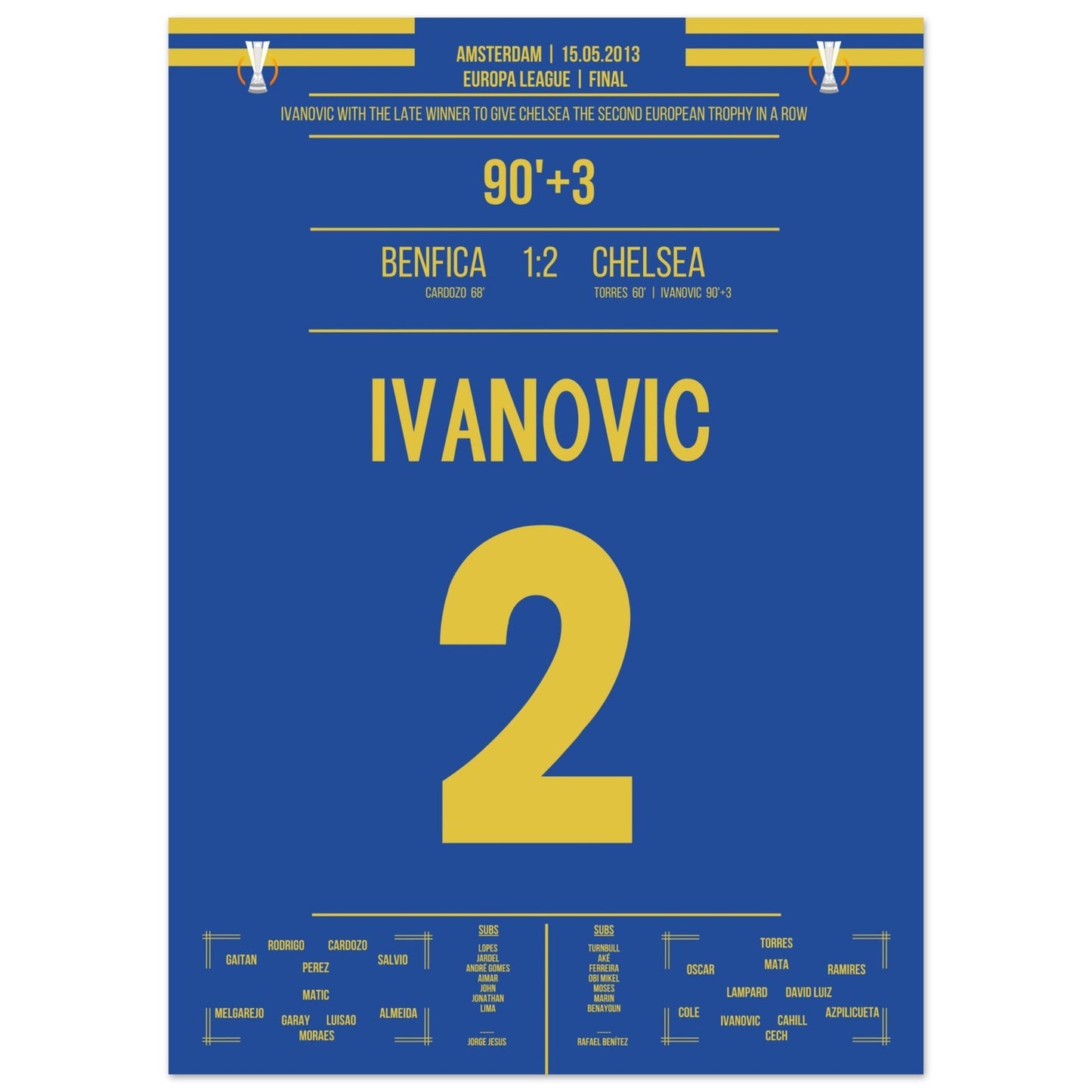Ivanovic's Siegtreffer im Europa League Finale 2013 50x70-cm-20x28-Ohne-Rahmen
