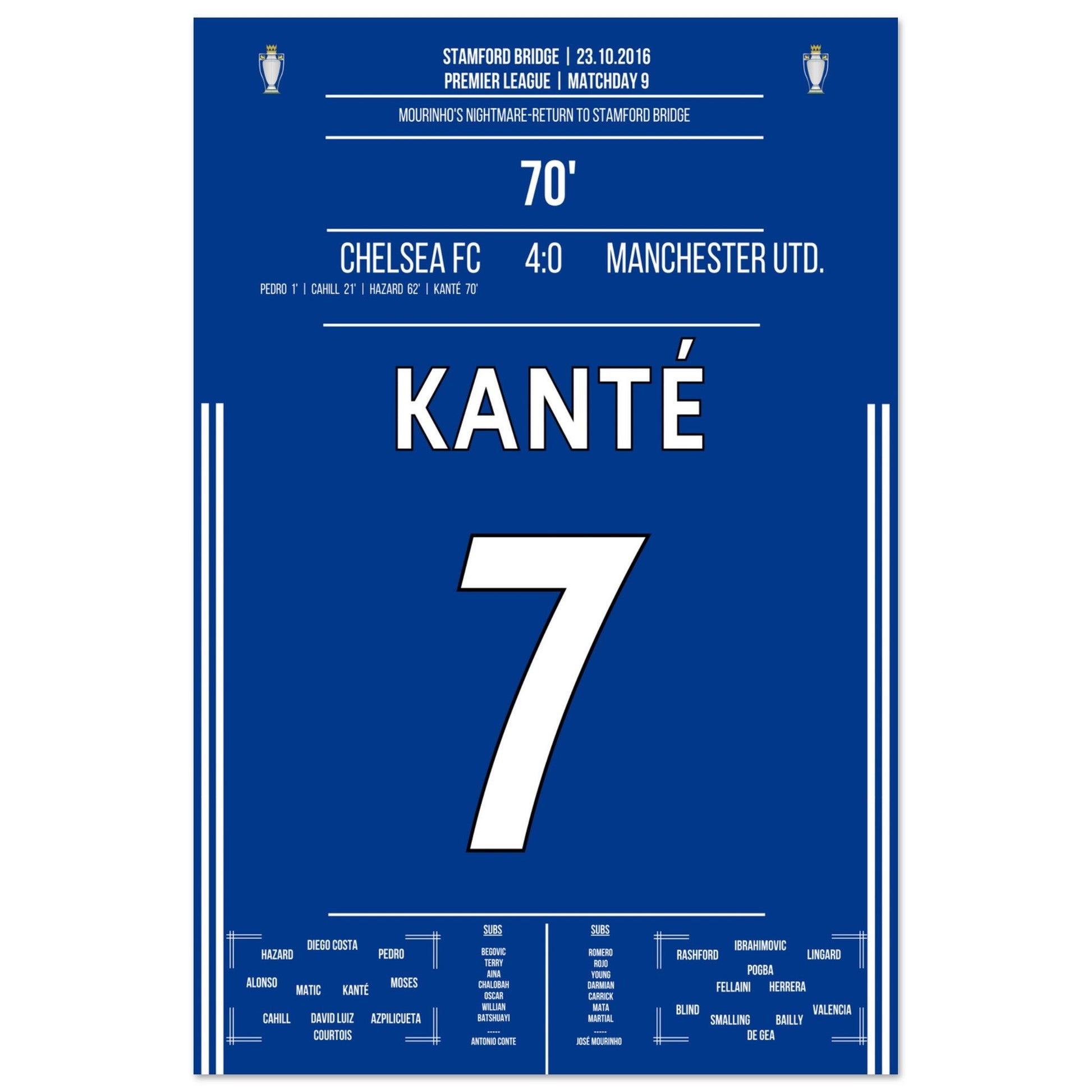 Kanté's Solo-Tor bei Mourinho's Albtraum-Rückkehr an die Stamford Bridge 60x90-cm-24x36-Ohne-Rahmen