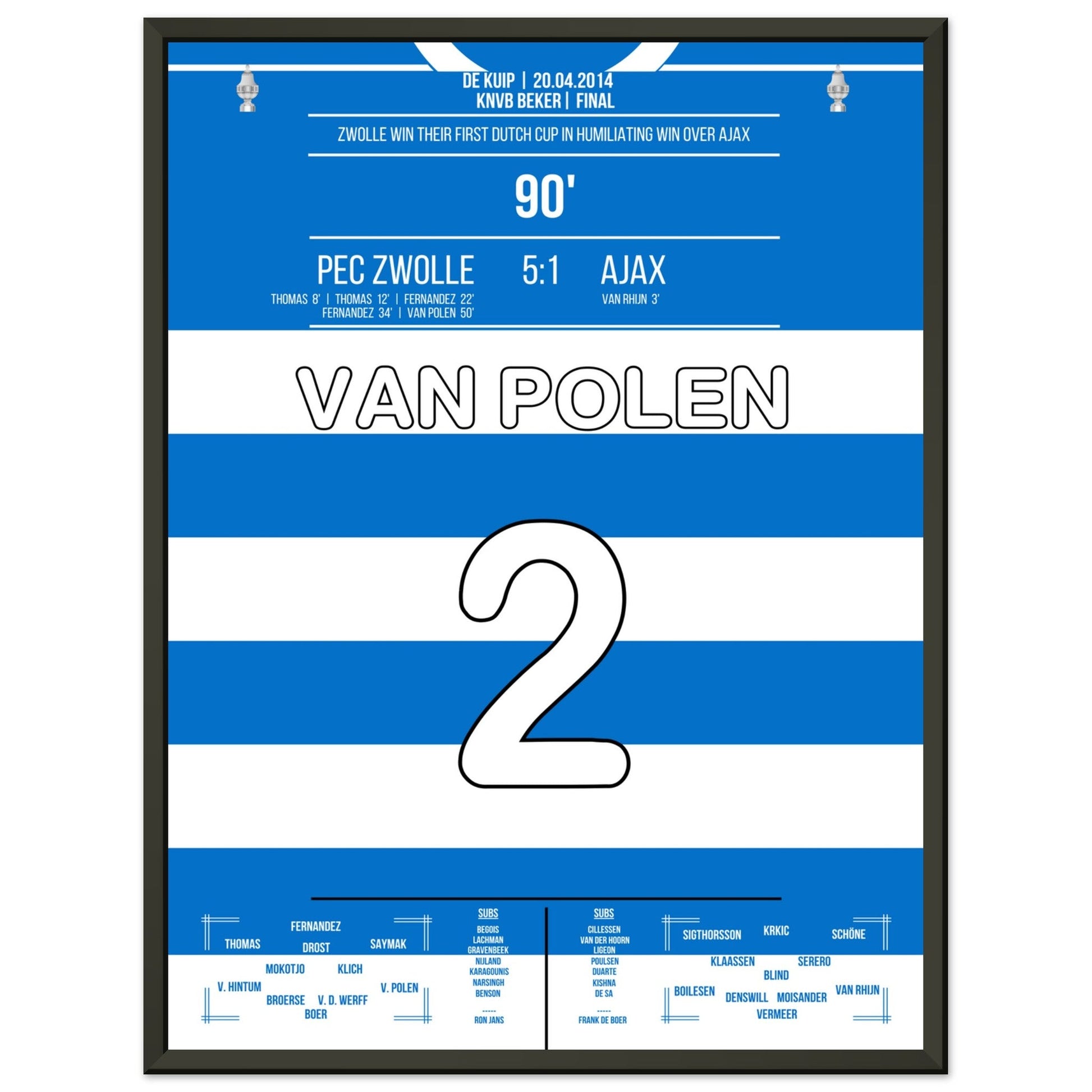 Kapitän Van Polen bei Zwolle's erstem Pokalsieg der Vereinsgeschichte 45x60-cm-18x24-Schwarzer-Aluminiumrahmen
