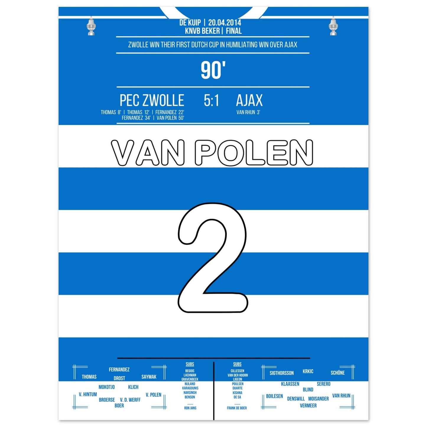 Kapitän Van Polen bei Zwolle's erstem Pokalsieg der Vereinsgeschichte 45x60-cm-18x24-Ohne-Rahmen