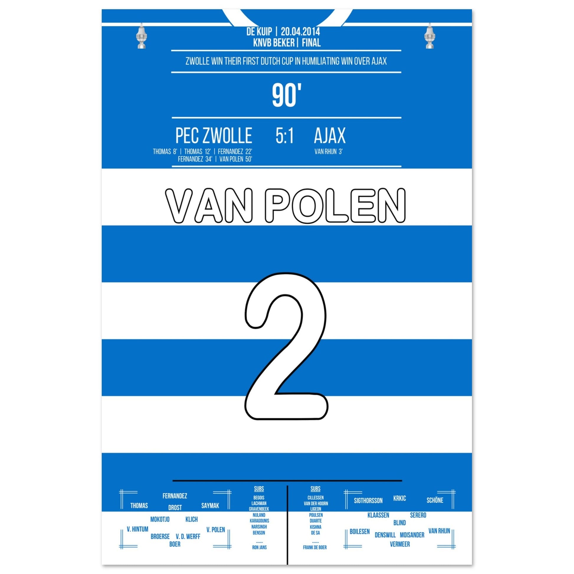 Kapitän Van Polen bei Zwolle's erstem Pokalsieg der Vereinsgeschichte 60x90-cm-24x36-Ohne-Rahmen