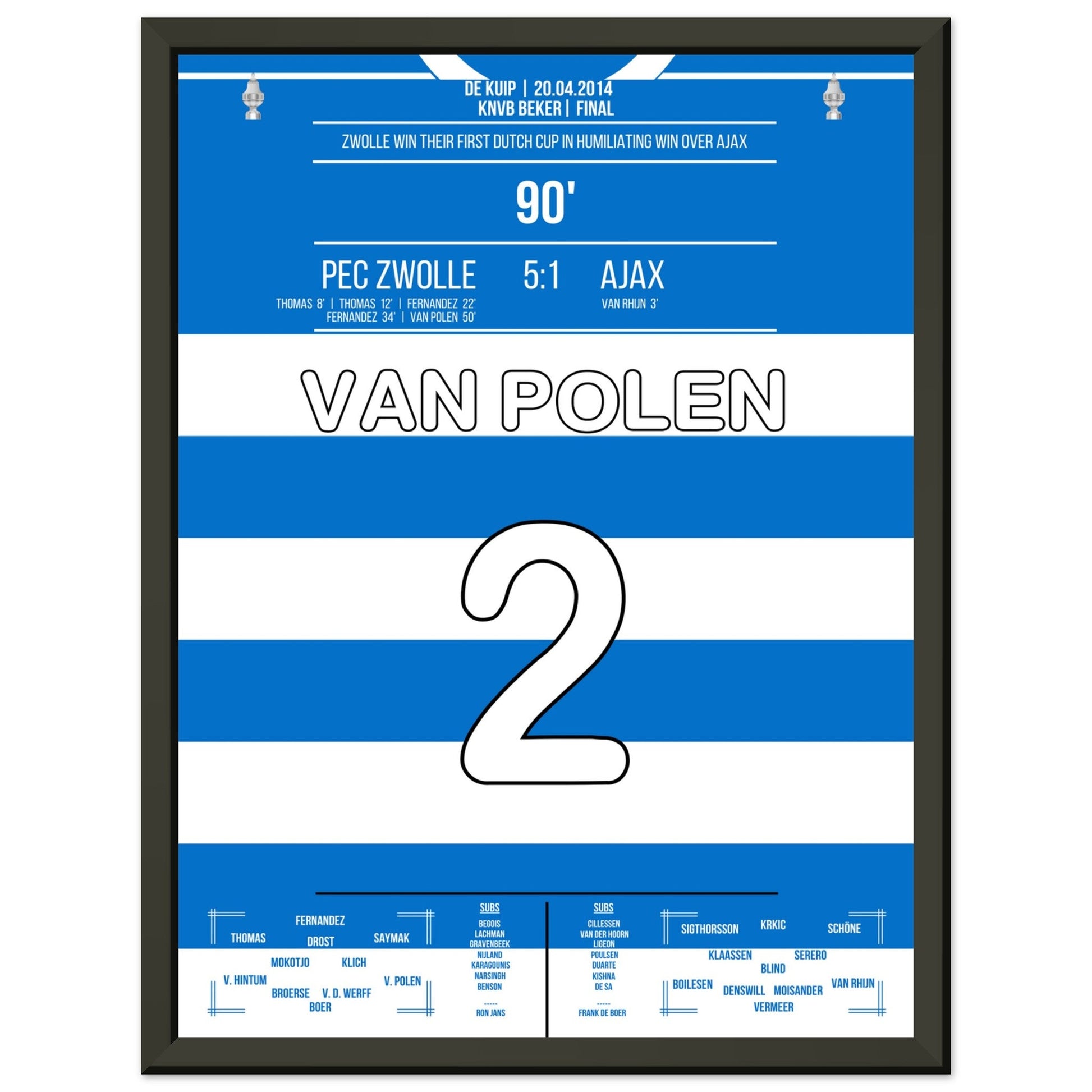 Kapitän Van Polen bei Zwolle's erstem Pokalsieg der Vereinsgeschichte 30x40-cm-12x16-Schwarzer-Aluminiumrahmen