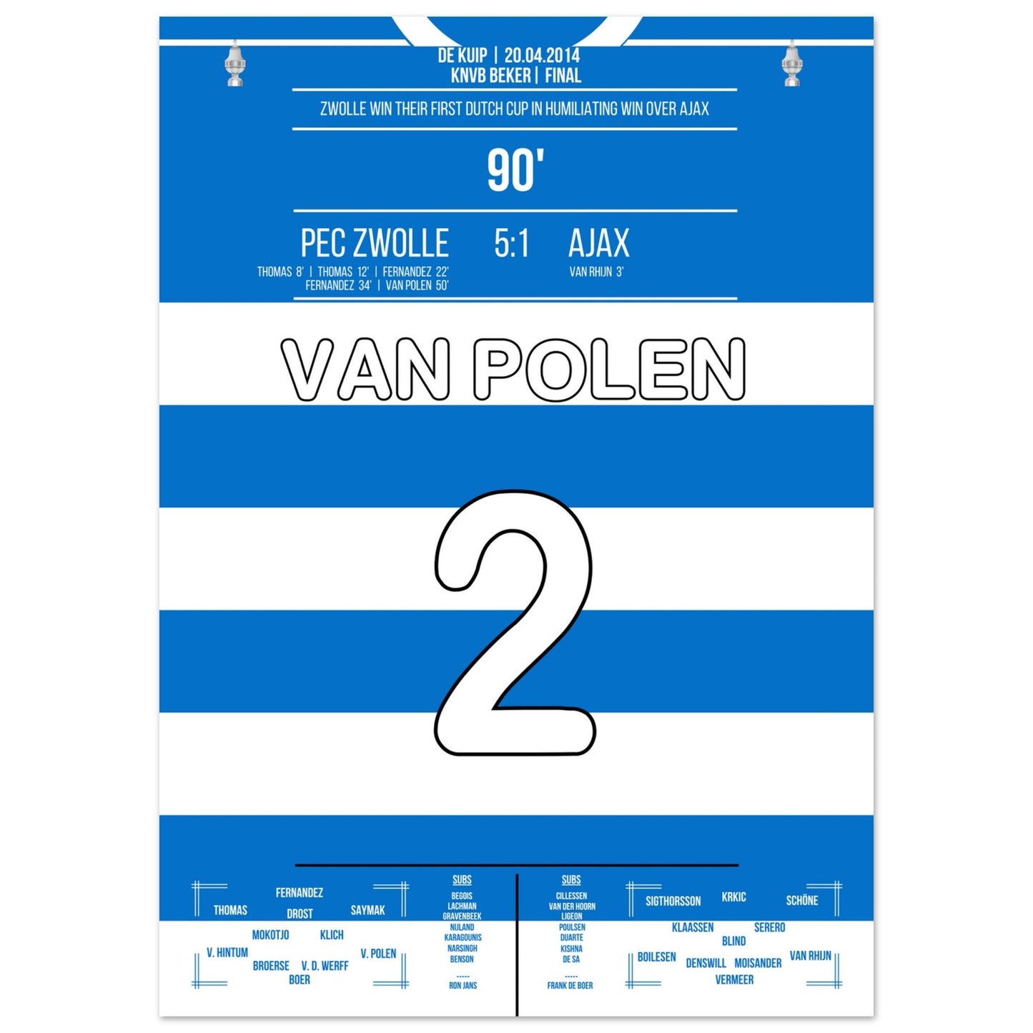 Kapitän Van Polen bei Zwolle's erstem Pokalsieg der Vereinsgeschichte 50x70-cm-20x28-Ohne-Rahmen