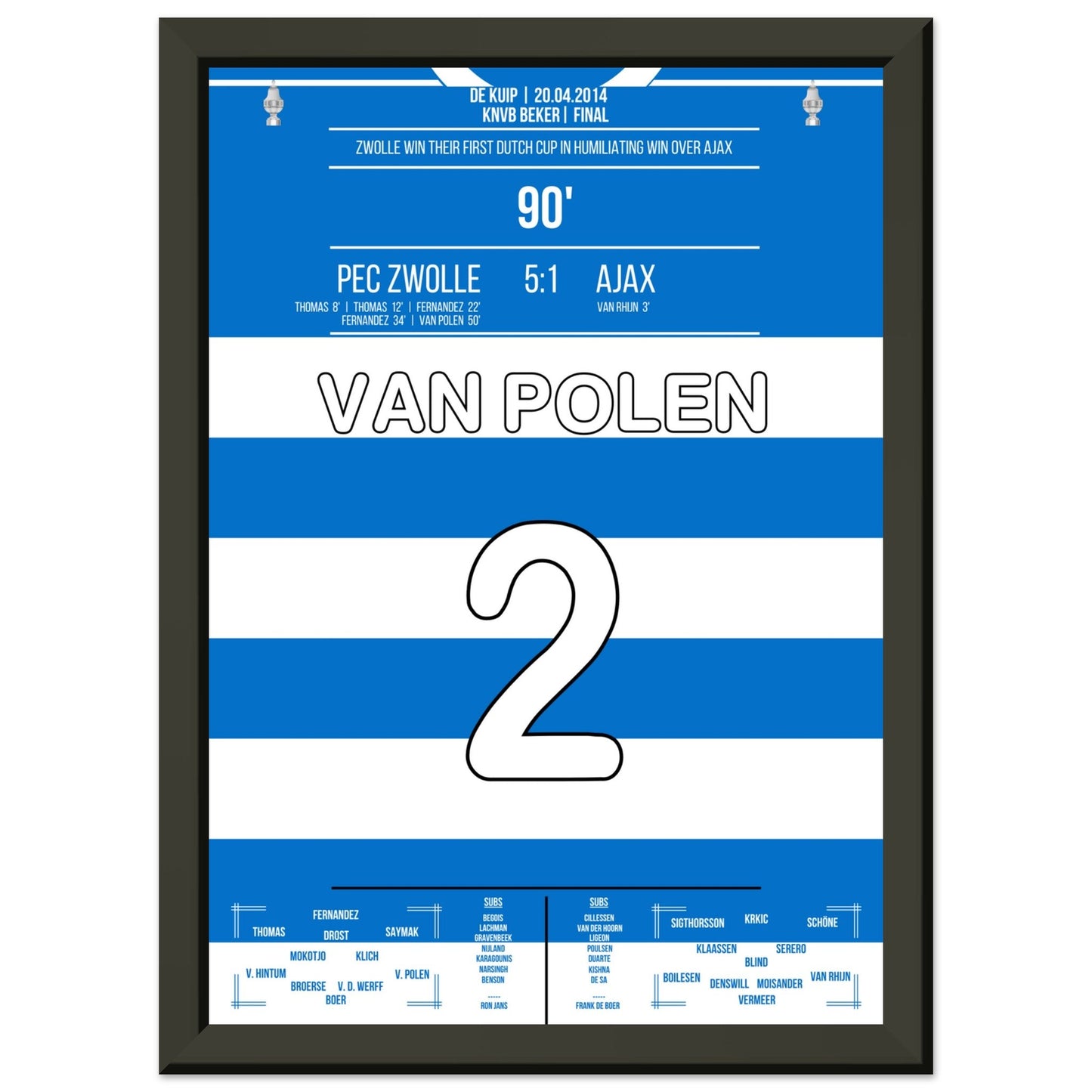 Kapitän Van Polen bei Zwolle's erstem Pokalsieg der Vereinsgeschichte A4-21x29.7-cm-8x12-Schwarzer-Aluminiumrahmen