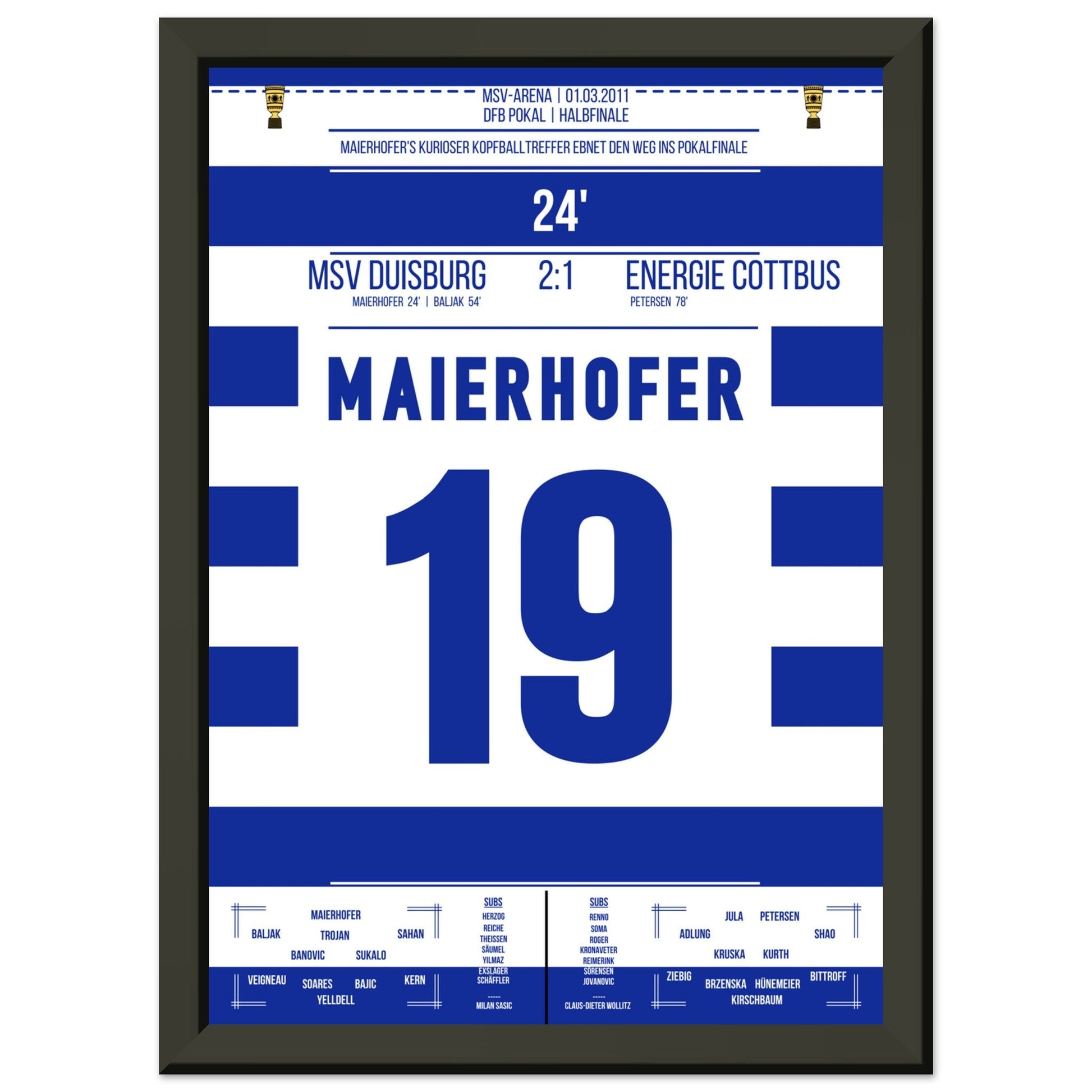 Maierhofer's kurioser Treffer beim Pokal-Finaleinzug 2011 A4-21x29.7-cm-8x12-Schwarzer-Aluminiumrahmen
