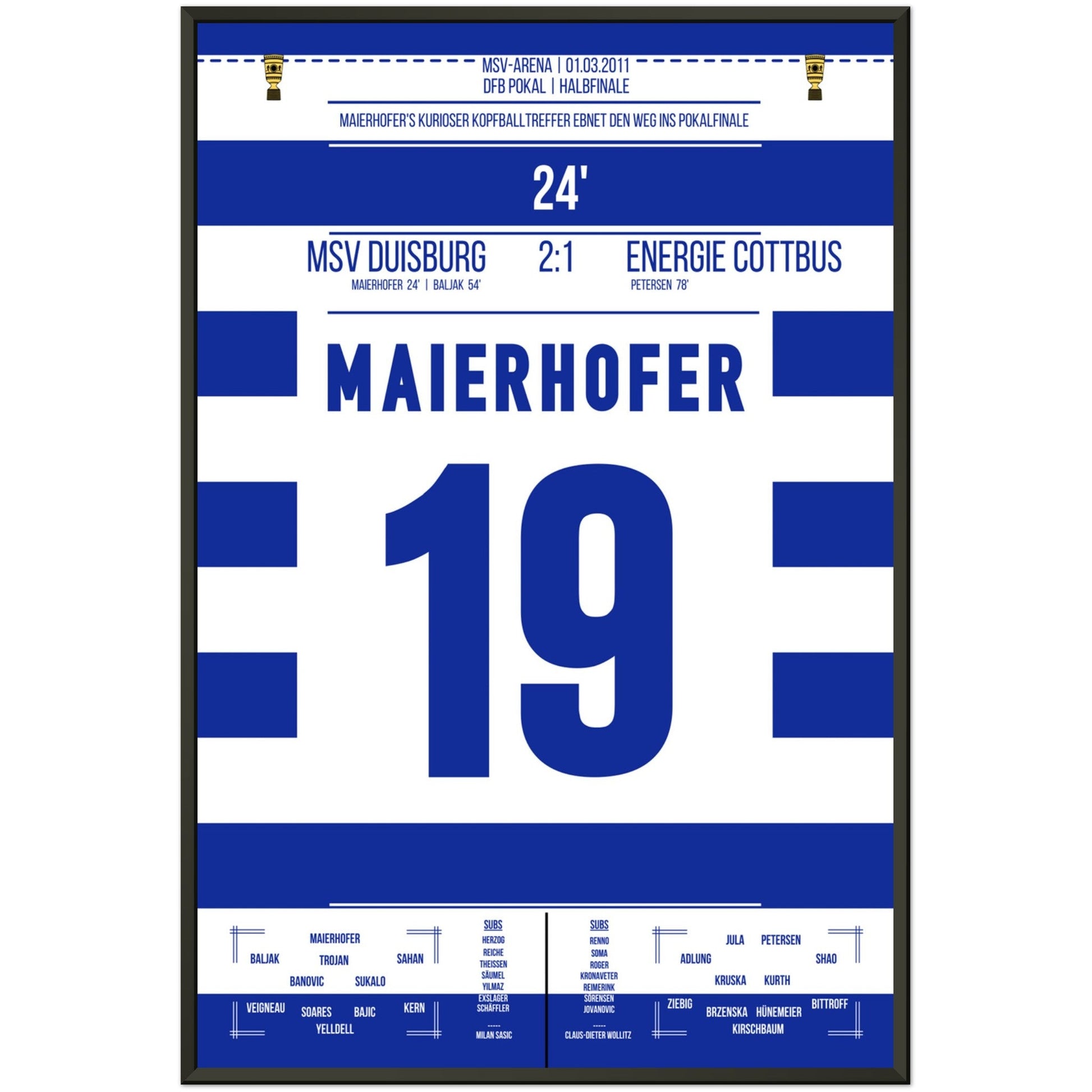 Maierhofer's kurioser Treffer beim Pokal-Finaleinzug 2011 60x90-cm-24x36-Schwarzer-Aluminiumrahmen
