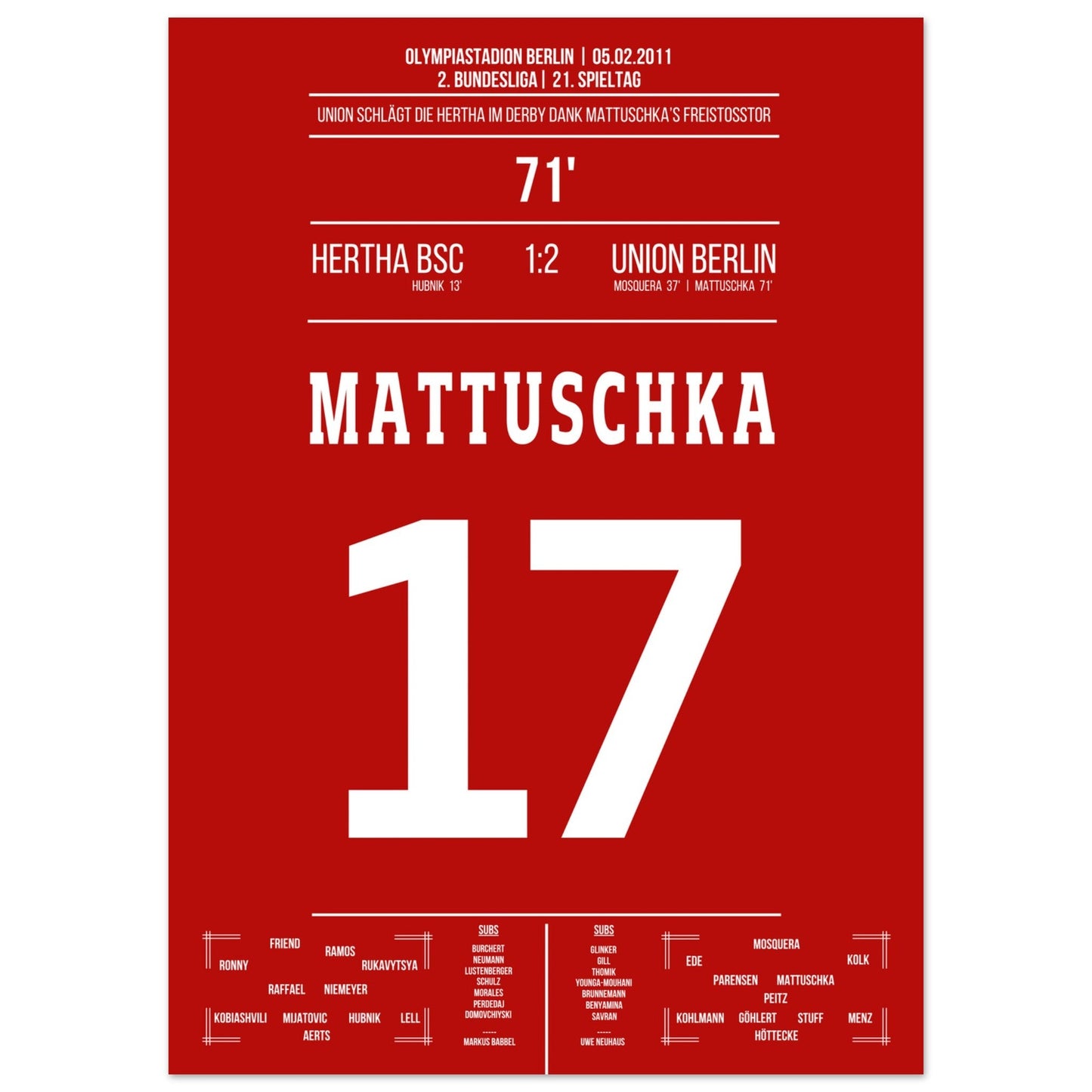Mattuschka's Freistoßtor zum Derby-Sieg 50x70-cm-20x28-Ohne-Rahmen
