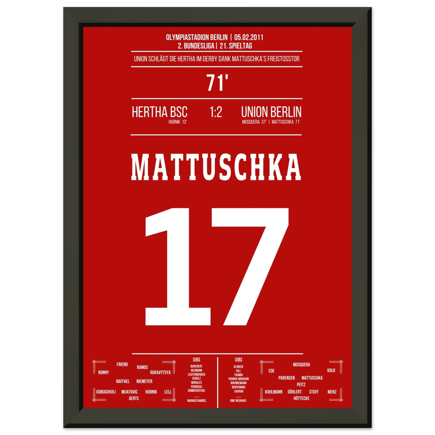 Mattuschka's Freistoßtor zum Derby-Sieg A4-21x29.7-cm-8x12-Schwarzer-Aluminiumrahmen