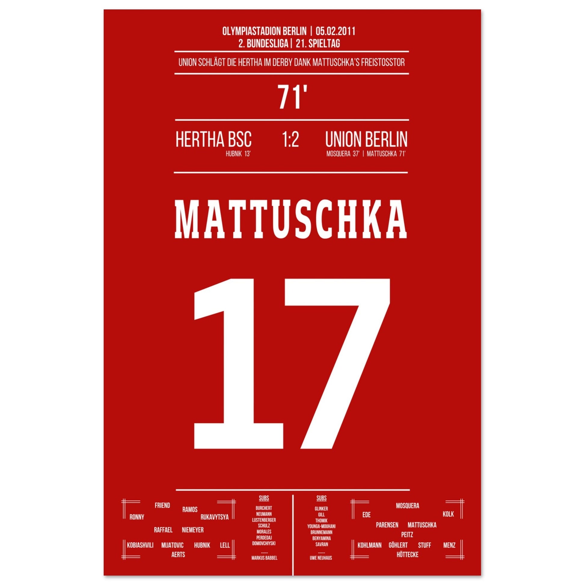 Mattuschka's Freistoßtor zum Derby-Sieg 60x90-cm-24x36-Ohne-Rahmen