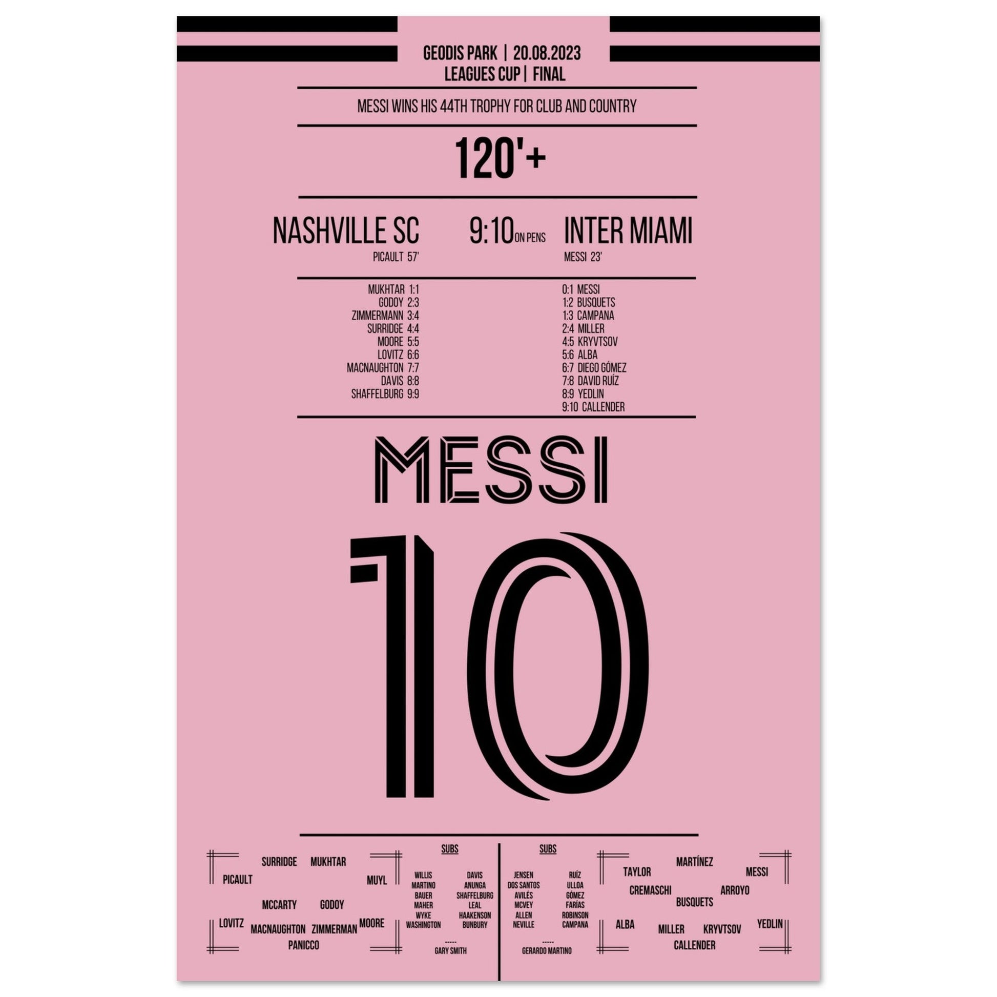Messi gewinnt den 44. Titel seiner Karriere 60x90-cm-24x36-Ohne-Rahmen