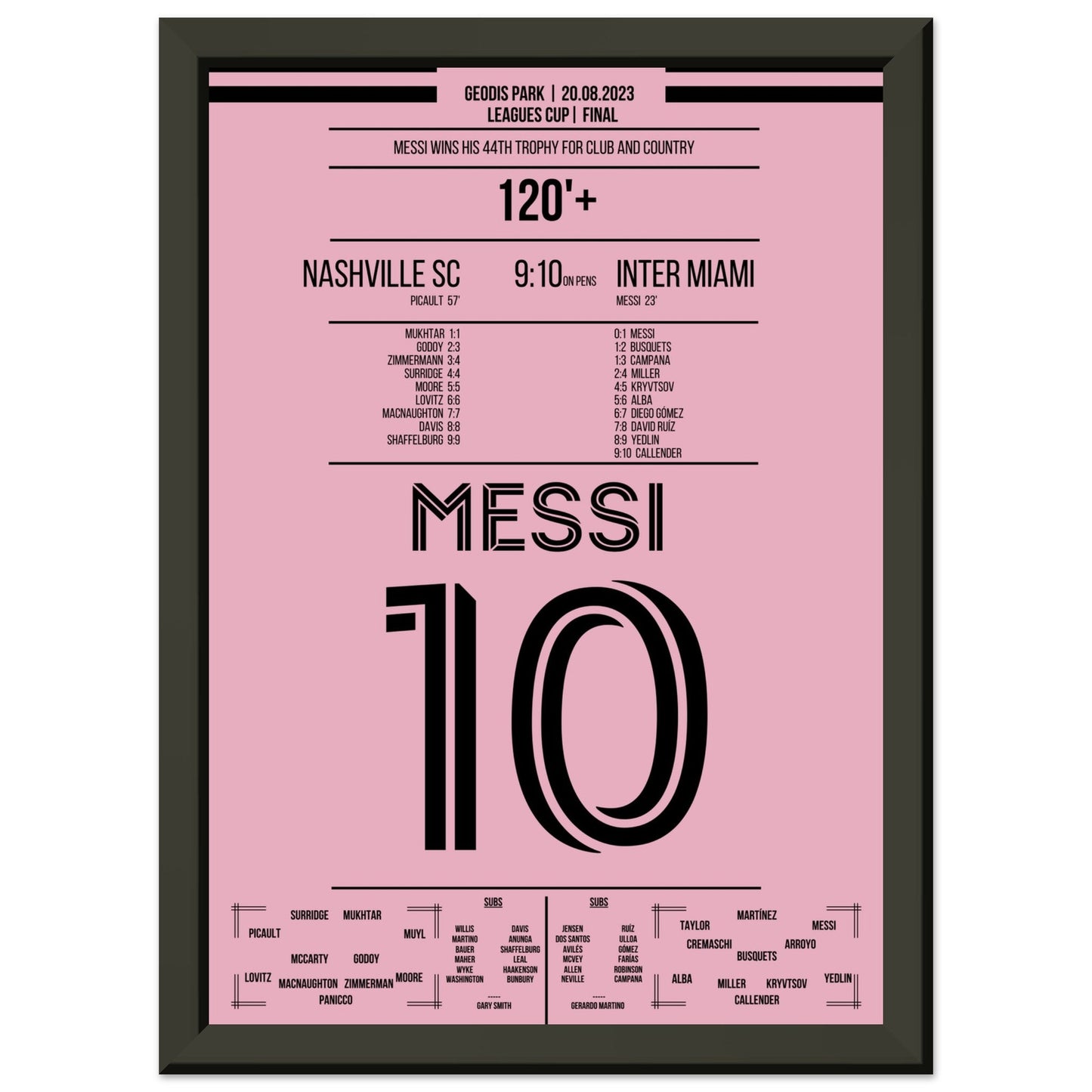 Messi gewinnt den 44. Titel seiner Karriere A4-21x29.7-cm-8x12-Schwarzer-Aluminiumrahmen