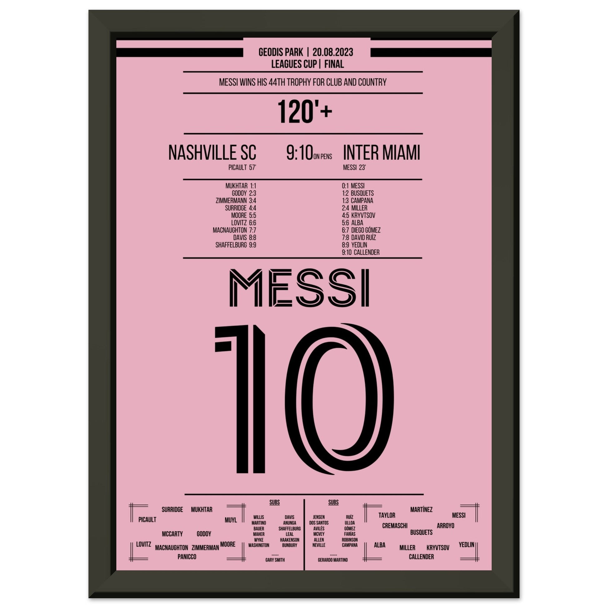 Messi gewinnt den 44. Titel seiner Karriere A4-21x29.7-cm-8x12-Schwarzer-Aluminiumrahmen