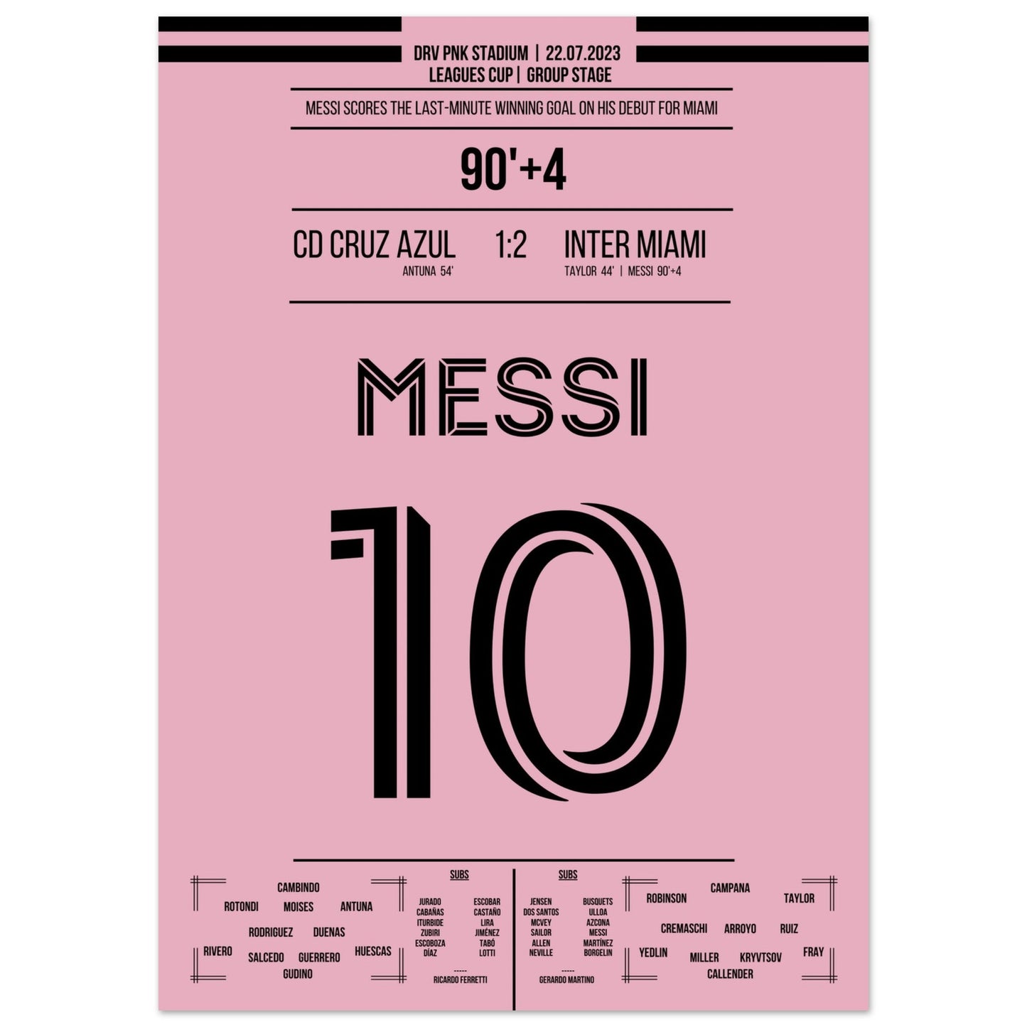 Messi's Siegtreffer beim Debüt für Miami 50x70-cm-20x28-Ohne-Rahmen