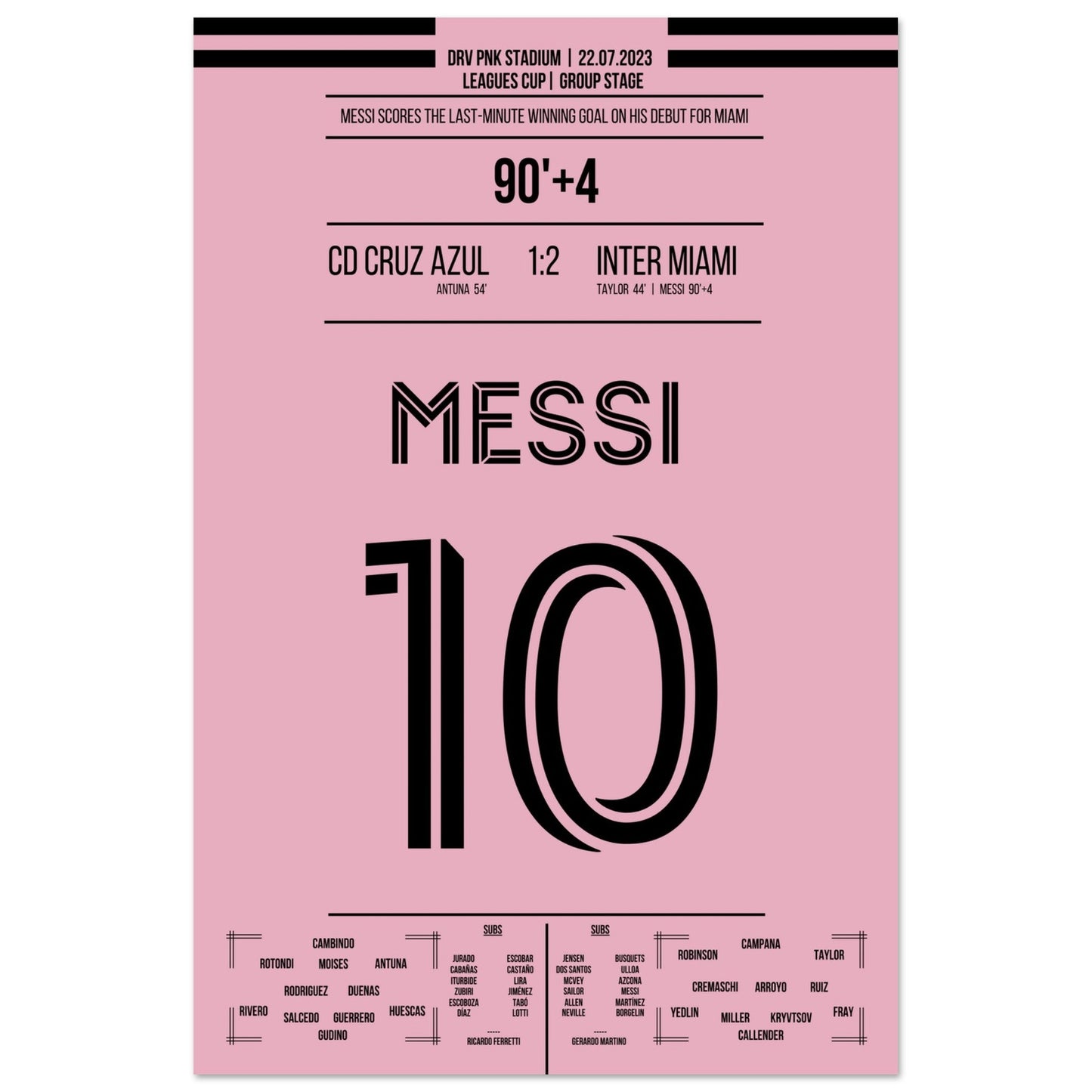 Messi's Siegtreffer beim Debüt für Miami 60x90-cm-24x36-Ohne-Rahmen