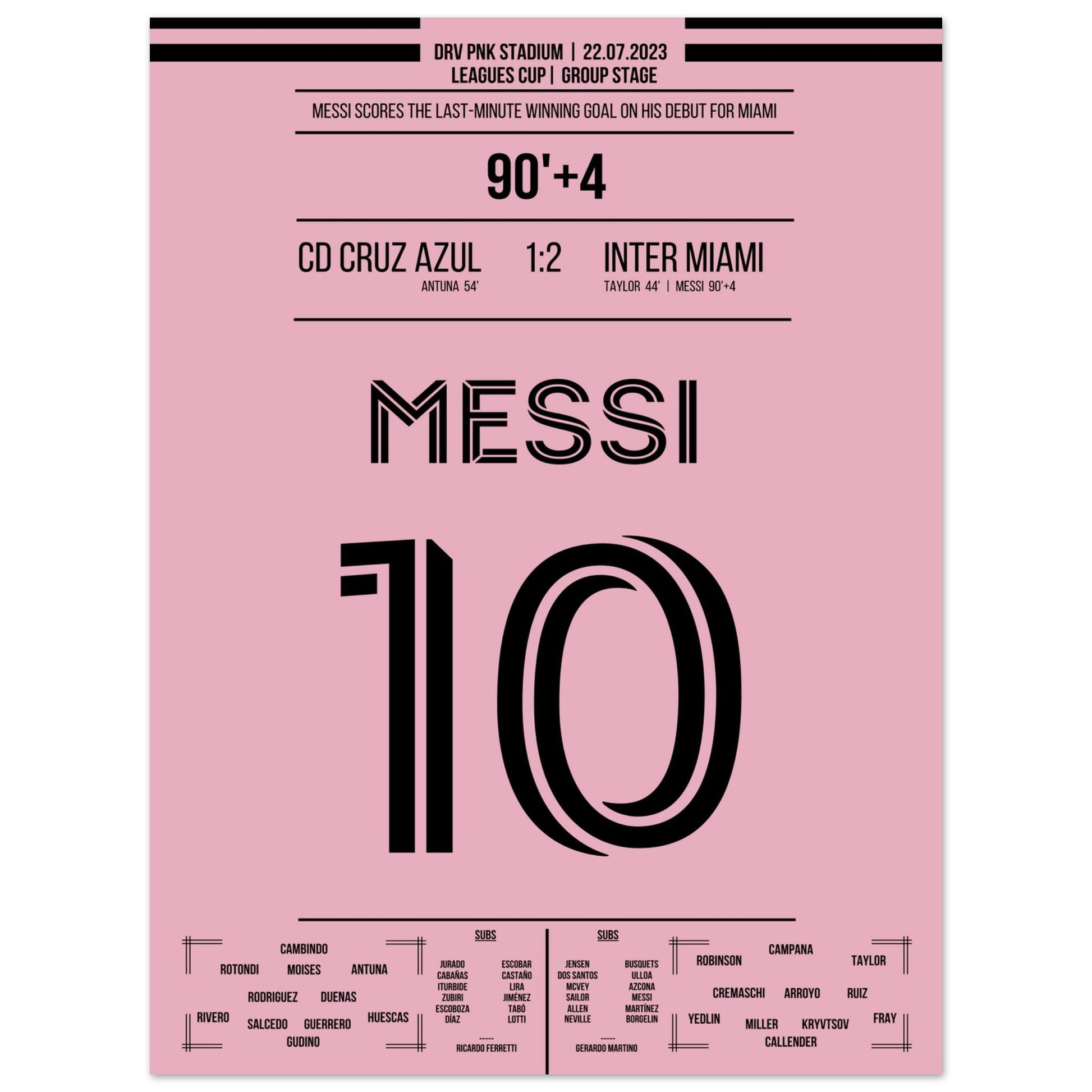 Messi's Siegtreffer beim Debüt für Miami 30x40-cm-12x16-Ohne-Rahmen
