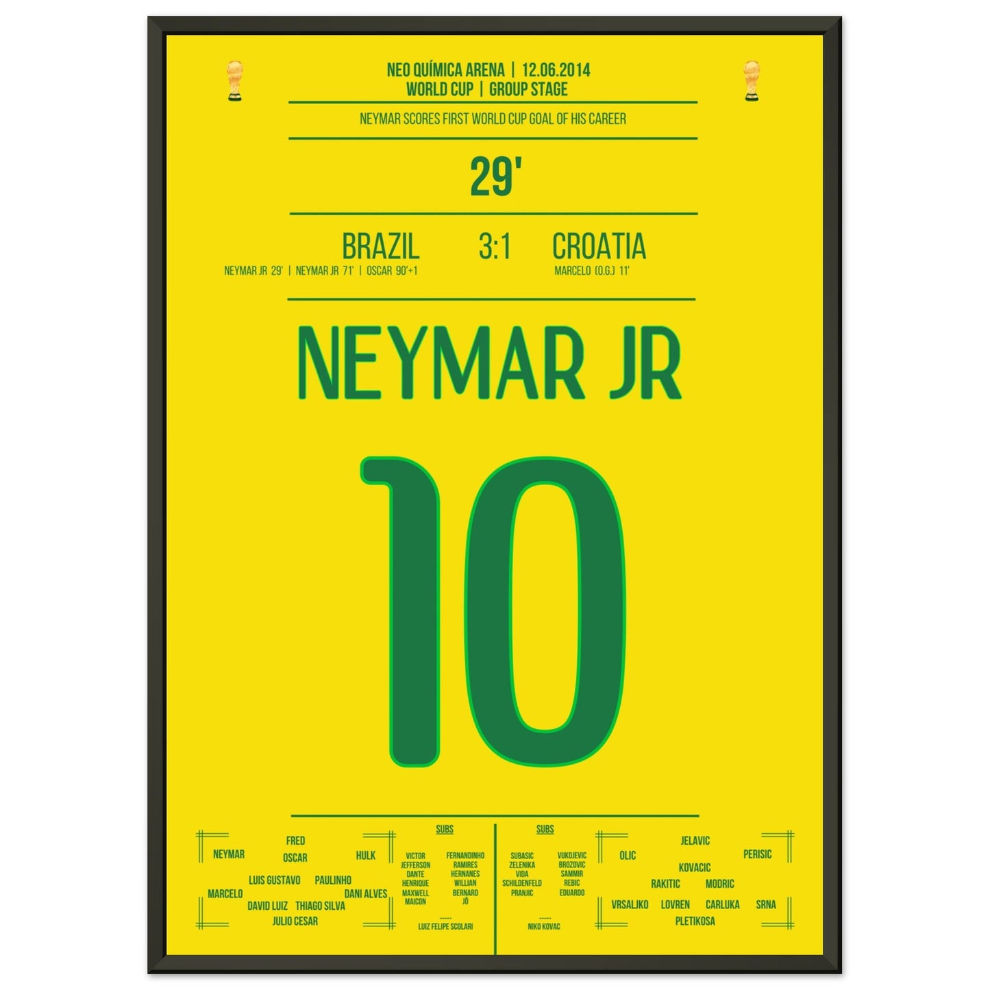 Neymar scores his first goal at a World Cup in 2014
