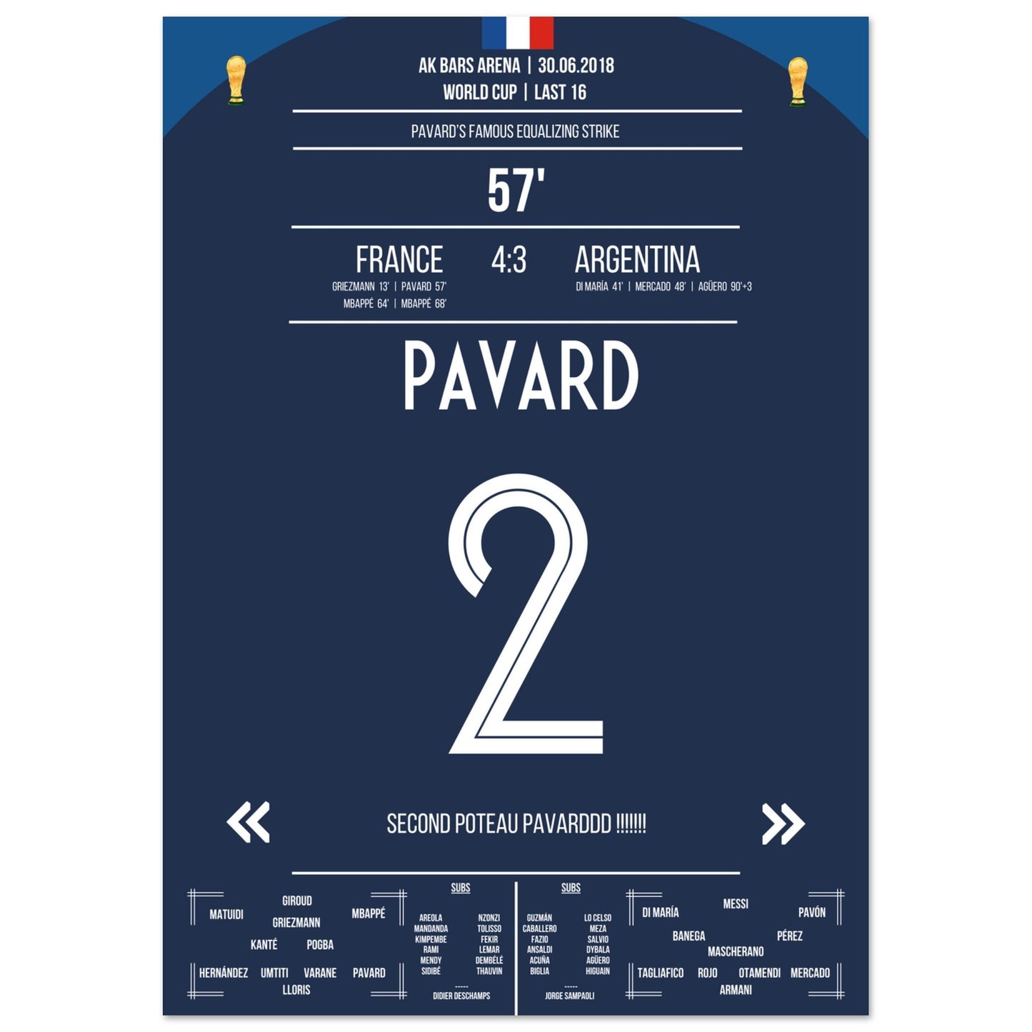 Pavard's Traumtor gegen Argentinien im WM Achtelfinale 2018 