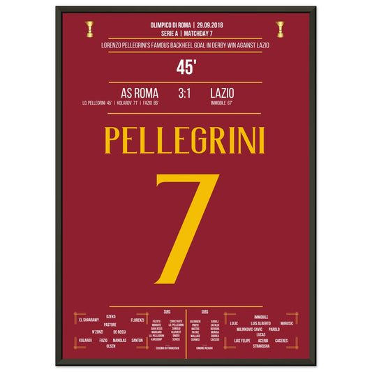 Pellegrini's Hackentor im Derby Sieg gegen Lazio in 2018 50x70-cm-20x28-Schwarzer-Aluminiumrahmen
