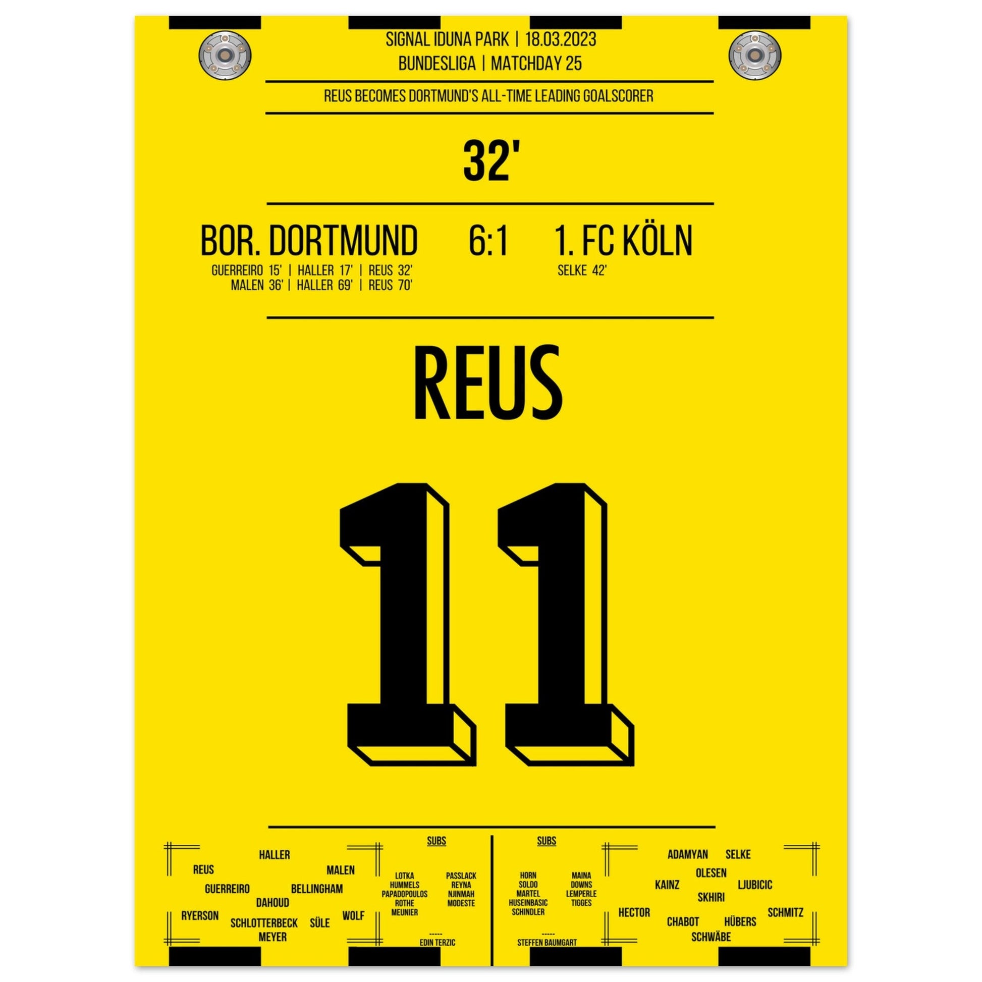Reus' Rekord-Tor gegen Köln in 2023 30x40-cm-12x16-Ohne-Rahmen