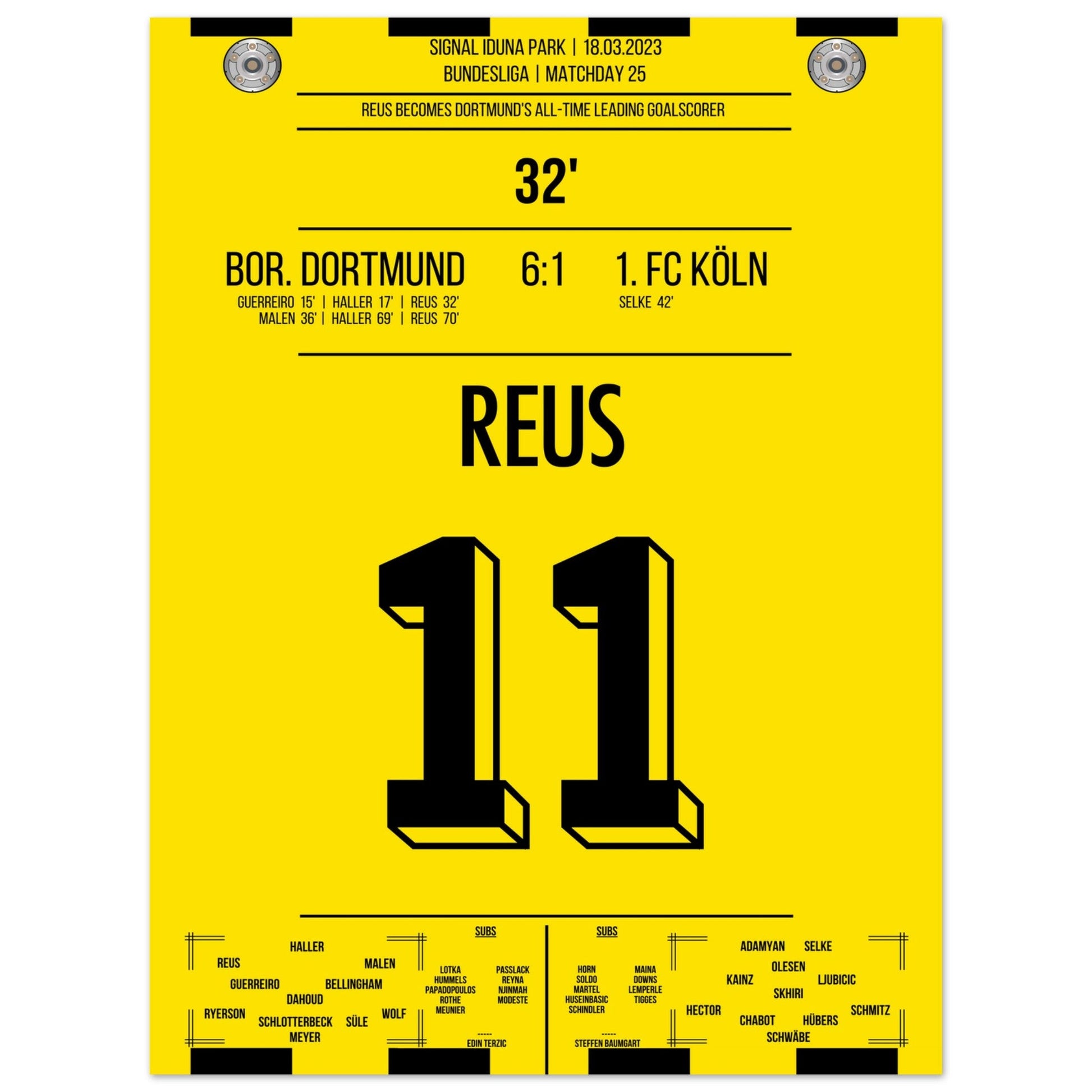 Reus' Rekord-Tor gegen Köln in 2023 45x60-cm-18x24-Ohne-Rahmen