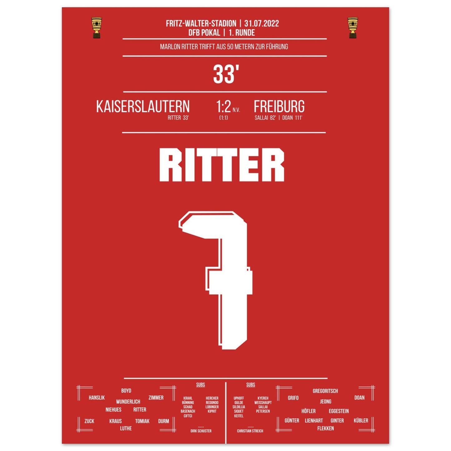 Ritter's Führungstreffer aus 50m gegen Freiburg 45x60-cm-18x24-Ohne-Rahmen