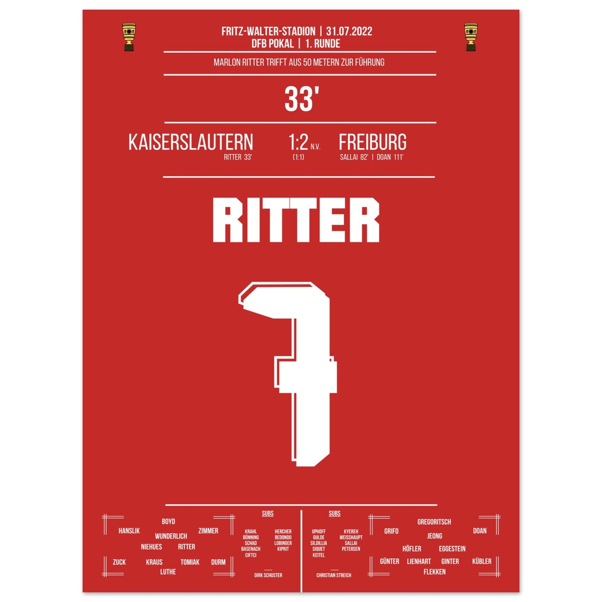 Ritter's Führungstreffer aus 50m gegen Freiburg 45x60-cm-18x24-Ohne-Rahmen