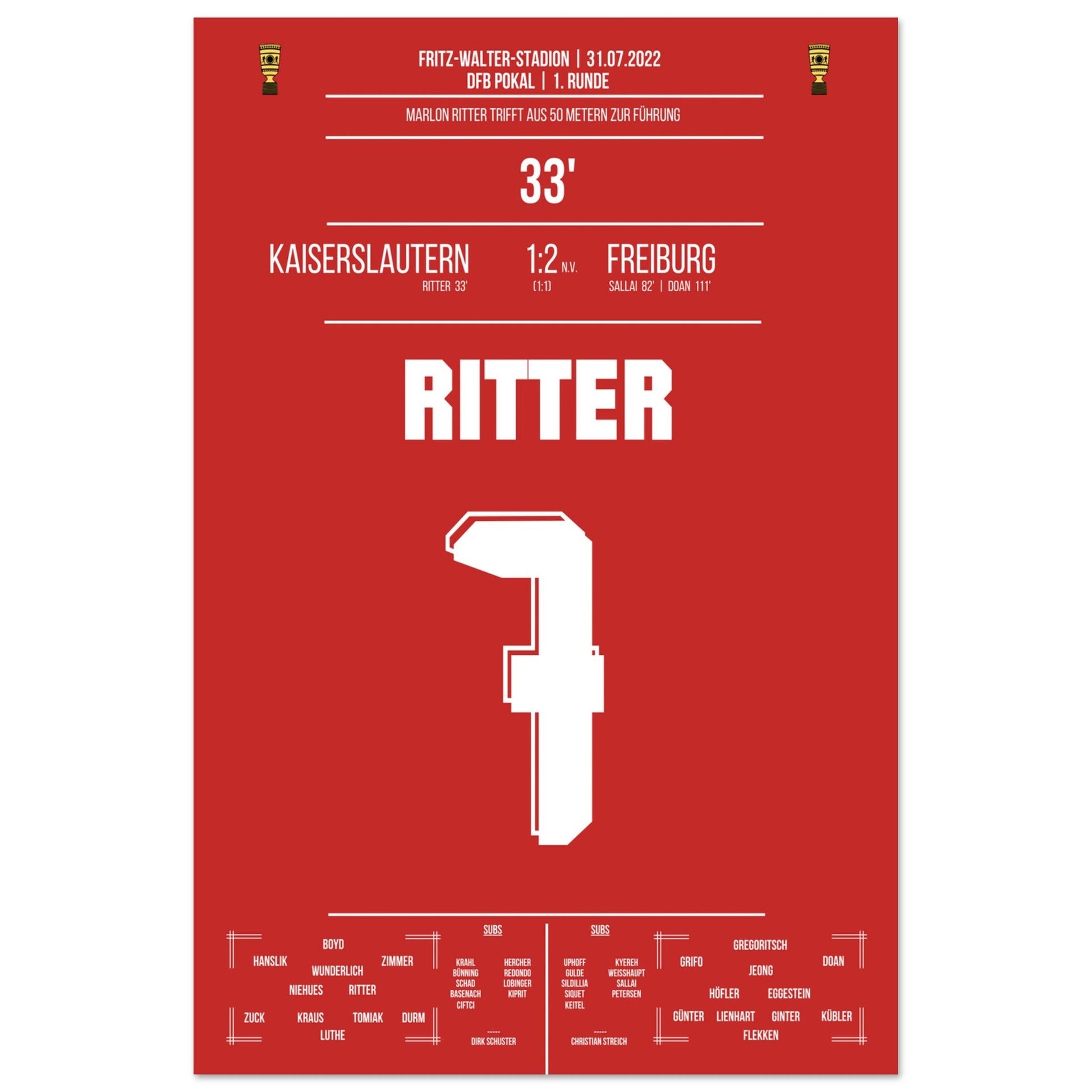 Ritter's Führungstreffer aus 50m gegen Freiburg 60x90-cm-24x36-Ohne-Rahmen