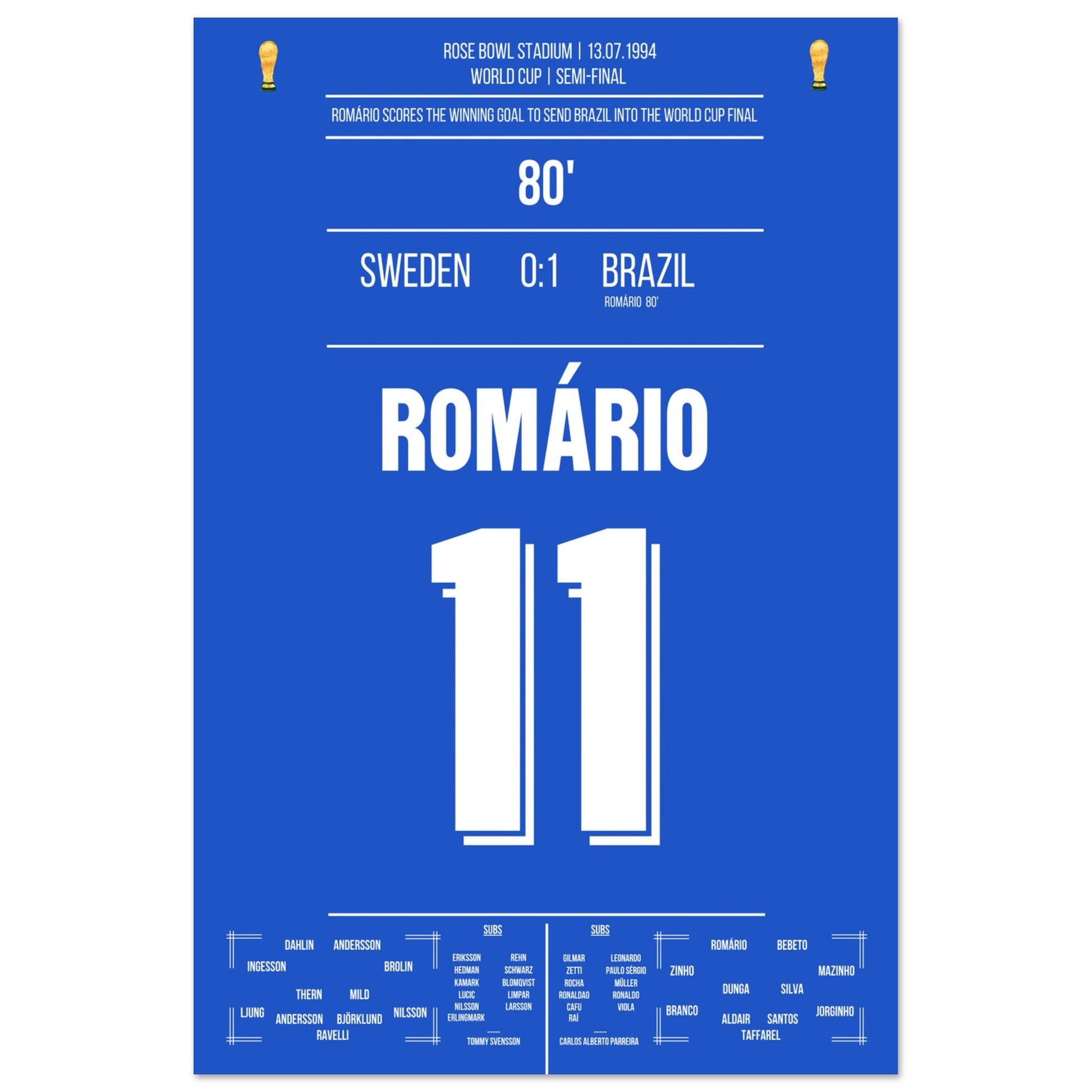 Romario's Siegtreffer im Halbfinale bei der Weltmeisterschaft 1994 60x90-cm-24x36-Ohne-Rahmen