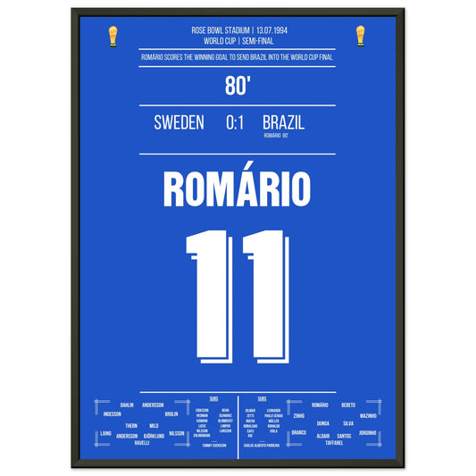 Romario's Siegtreffer im Halbfinale bei der Weltmeisterschaft 1994 50x70-cm-20x28-Schwarzer-Aluminiumrahmen