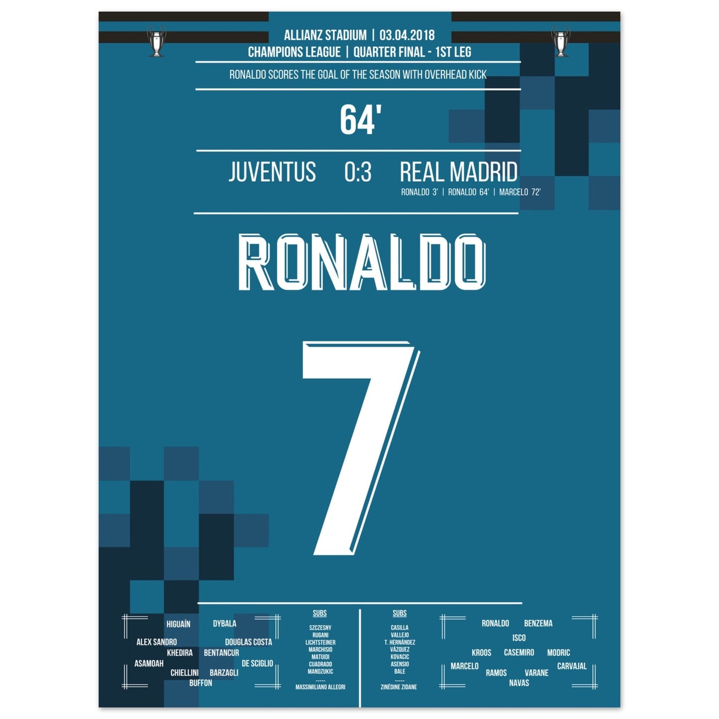 Ronaldo's Fallrückzieher-Tor gegen Juventus 2018 45x60-cm-18x24-Ohne-Rahmen