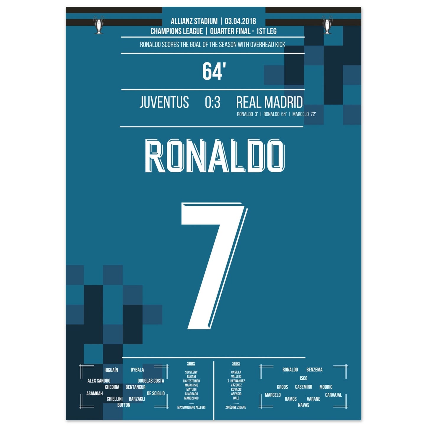 Ronaldo's Fallrückzieher-Tor gegen Juventus 2018 50x70-cm-20x28-Ohne-Rahmen