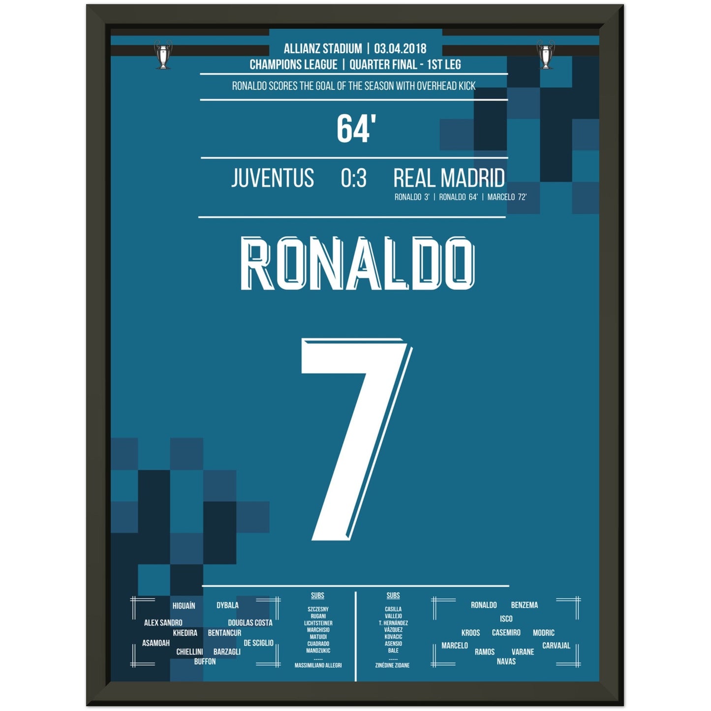 Ronaldo's Fallrückzieher-Tor gegen Juventus 2018 30x40-cm-12x16-Schwarzer-Aluminiumrahmen