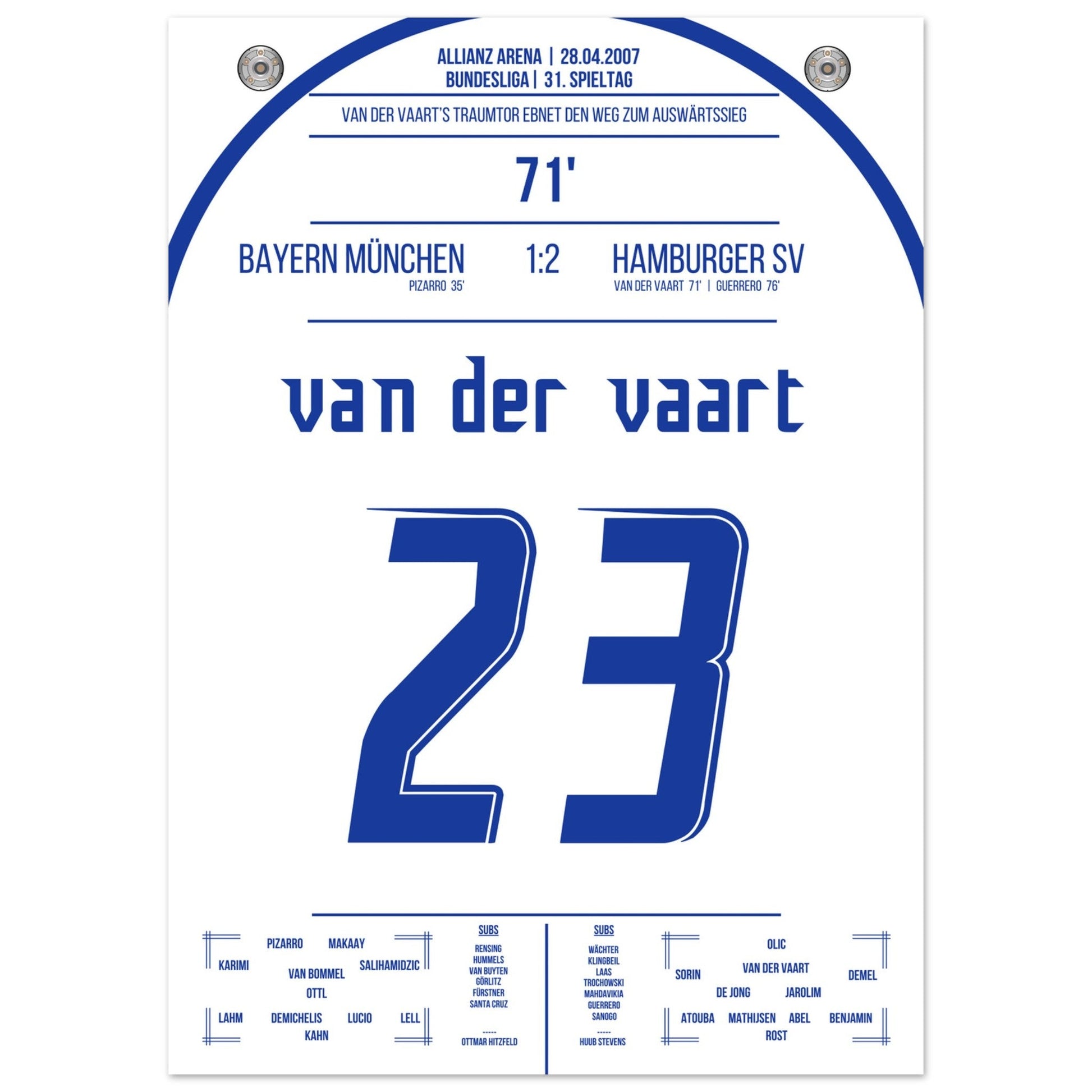 Van der Vaart's Traumtor beim Auswärtsieg bei den Bayern 2007 50x70-cm-20x28-Ohne-Rahmen