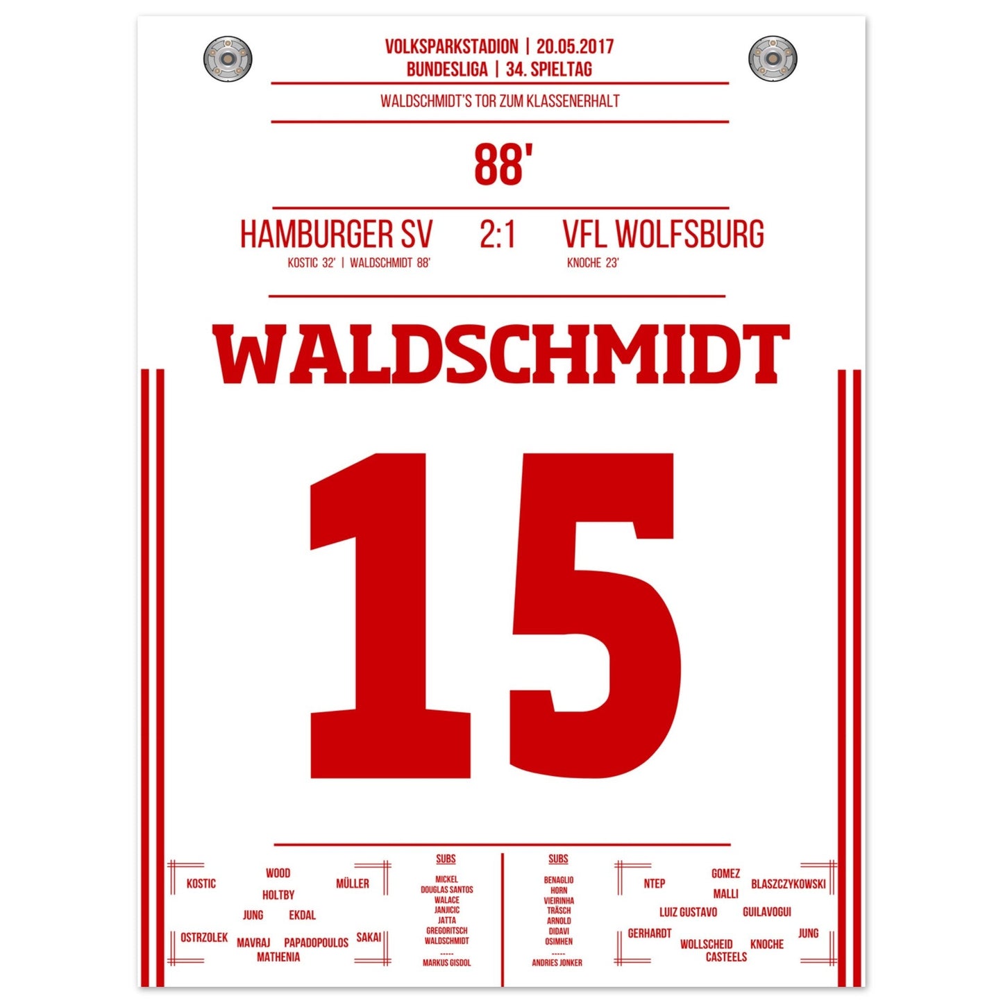 Waldschmidt's Tor zum Klassenerhalt 2017 30x40-cm-12x16-Ohne-Rahmen
