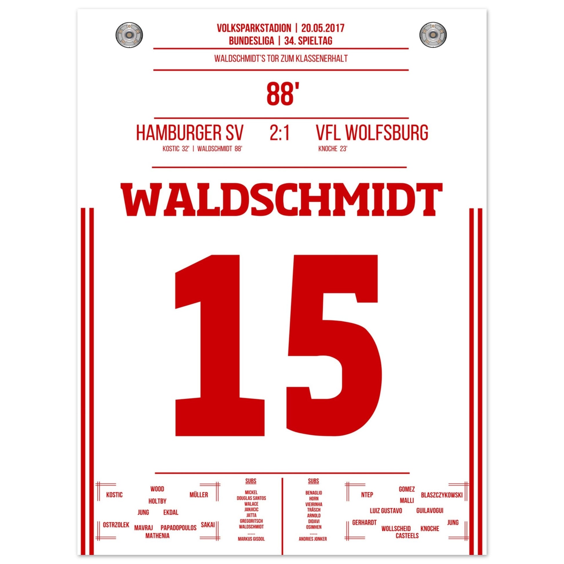Waldschmidt's Tor zum Klassenerhalt 2017 45x60-cm-18x24-Ohne-Rahmen