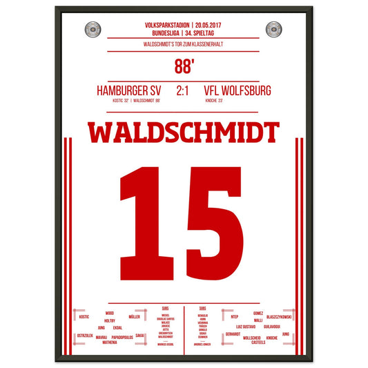Waldschmidt's Tor zum Klassenerhalt 2017 50x70-cm-20x28-Schwarzer-Aluminiumrahmen