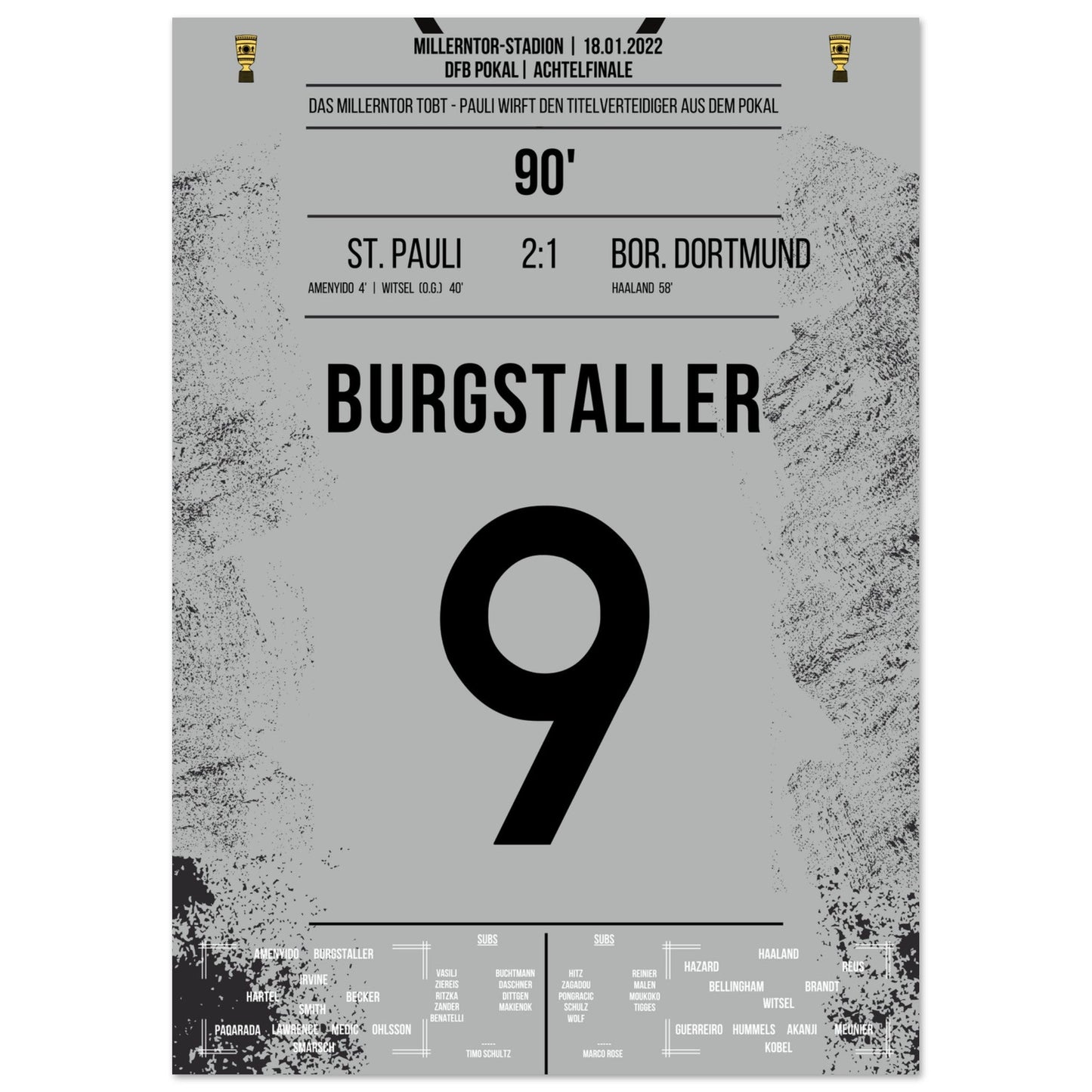 Wilde Pokalnacht auf dem Kiez! St Pauli wirft den Titelverteidiger Dortmund aus dem Pokal A4-21x29.7-cm-8x12-Ohne-Rahmen