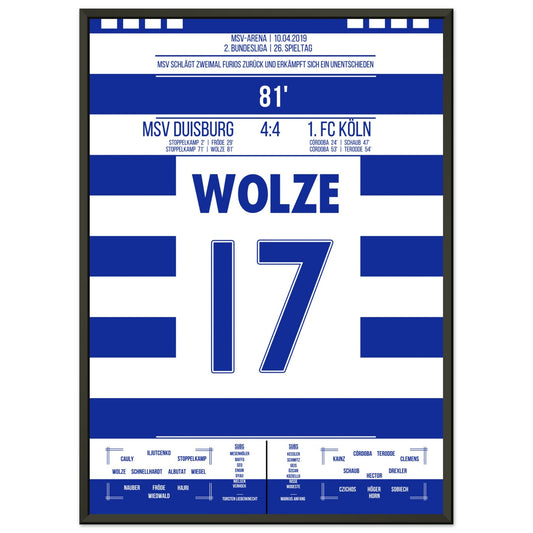 Wolze's Freistoßtor zum Ausgleich bei wildem 4:4 gegen Köln in 2019 50x70-cm-20x28-Schwarzer-Aluminiumrahmen
