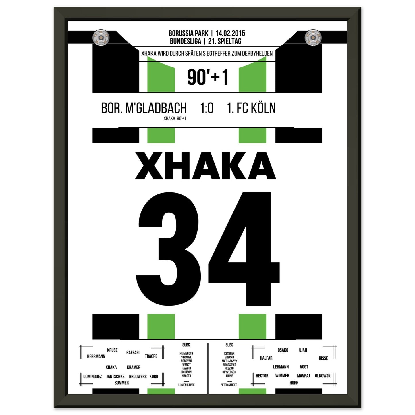 Xhaka's Treffer zum späten Derbysieg 2015 30x40-cm-12x16-Mit-Aluminiumrahmen