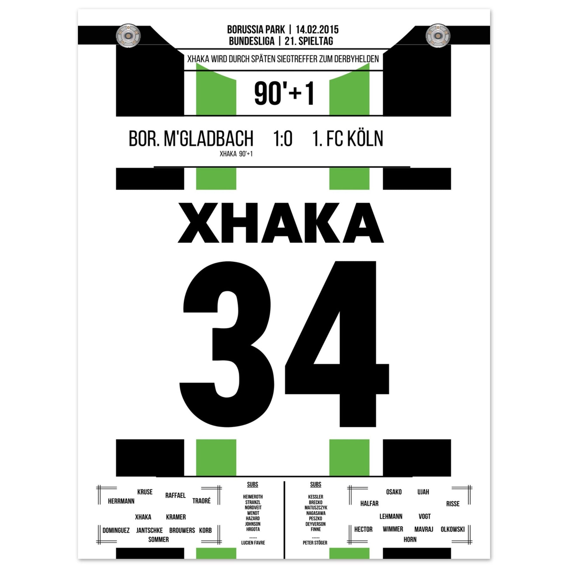 Xhaka's Treffer zum späten Derbysieg 2015 45x60-cm-18x24-Ohne-Rahmen